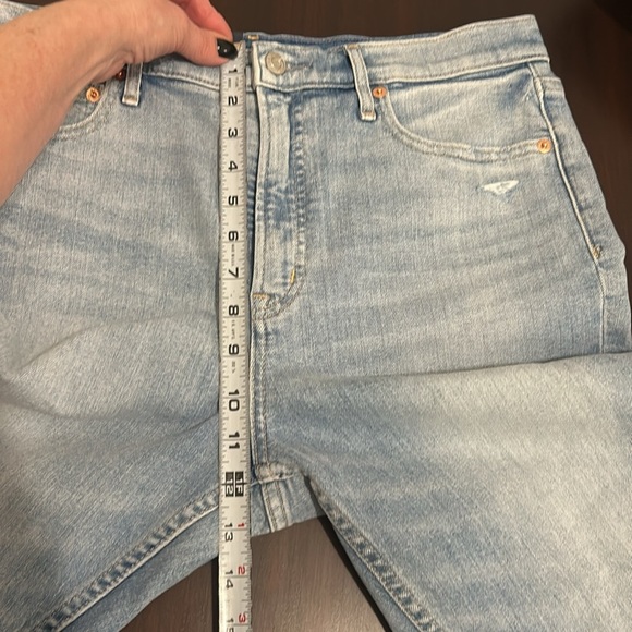 Gap High Waist Cigarette Distressed Slim Jeans Ankle Length Raw Hem Size 14 - Picture 12 of 16